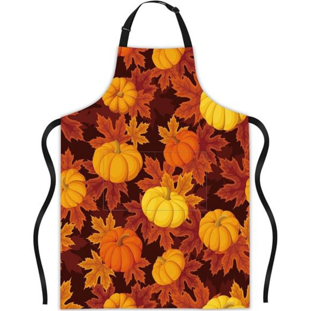 Autumn Maple Pumpkin Apron, Mothers Day Gifts Adjustable Bib‎ Apron Waterdrop